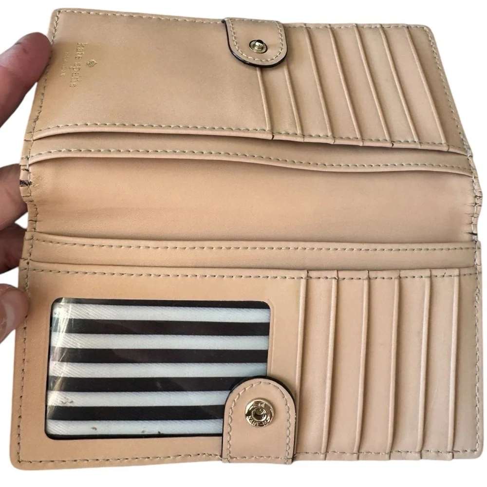 Kate Spade Color Block Slim Wallet Leather Black Cream